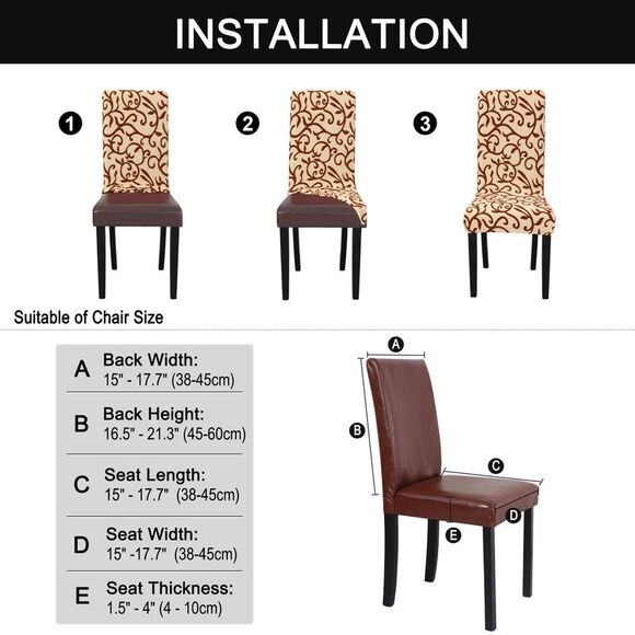 4pcs Slipcovers Dining Room Stool Chair Cover Champagne and Coffee Color - Picture 6 of 6